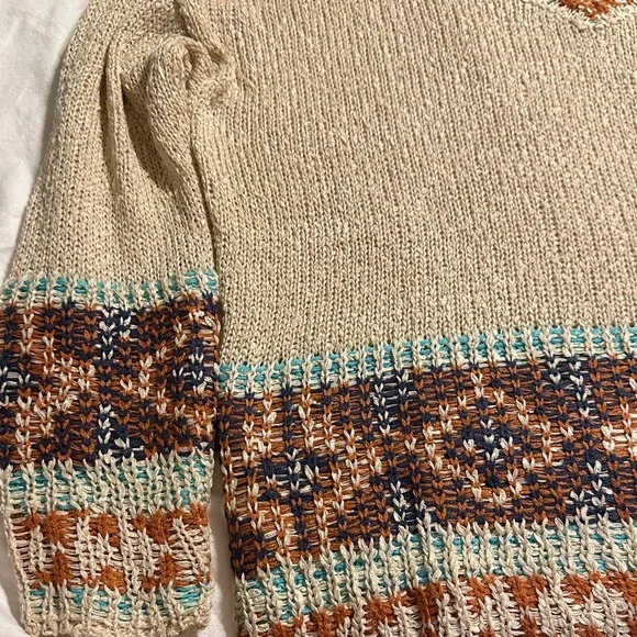 Blue B Women's V-Neck Sweater - Beige and Brown - Picture 2 of 6